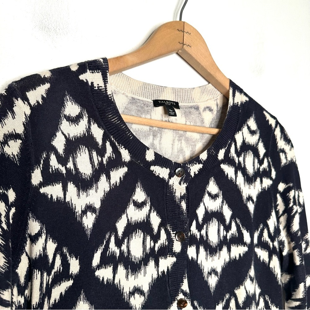 Talbots | Blue Patterned Button Down Cardigan Swe… - image 3